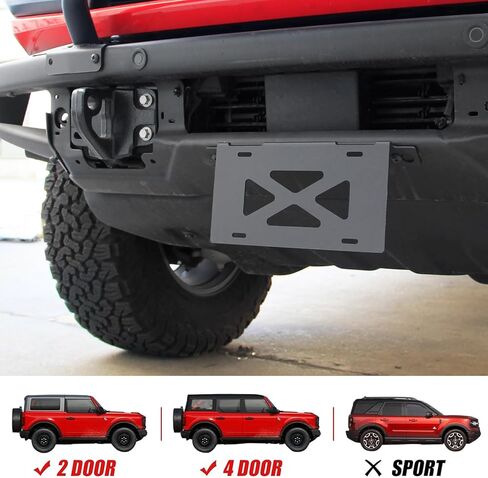 حامل دعامة لوحة الترخيص الأمامية متوافق مع ملحقات Ford Bronco 2024 2023 2022 2021، حامل نقل إطار لوحة الترخيص للمصد السفلي الأمامي من Bronco in Kuwait