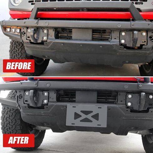 حامل دعامة لوحة الترخيص الأمامية متوافق مع ملحقات Ford Bronco 2024 2023 2022 2021، حامل نقل إطار لوحة الترخيص للمصد السفلي الأمامي من Bronco in Kuwait