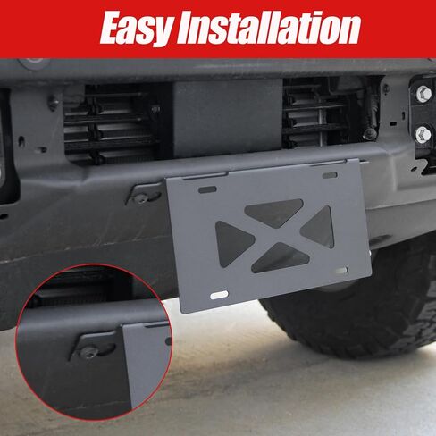 حامل دعامة لوحة الترخيص الأمامية متوافق مع ملحقات Ford Bronco 2024 2023 2022 2021، حامل نقل إطار لوحة الترخيص للمصد السفلي الأمامي من Bronco in Kuwait
