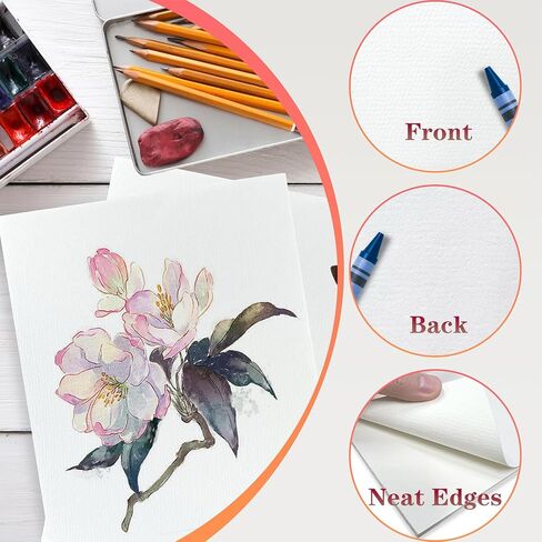 25 ورقة من ورق الألوان المائية 110 رطل/230 جرام في المتر المربع 9 × 12 بوصة ورق ضغط أبيض أبيض ورق فني ورق رسم لأعمال الرسم الفنية in Kuwait