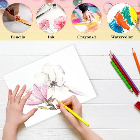 25 ورقة من ورق الألوان المائية 110 رطل/230 جرام في المتر المربع 9 × 12 بوصة ورق ضغط أبيض أبيض ورق فني ورق رسم لأعمال الرسم الفنية in Kuwait