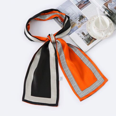 ZIMASILK 100٪ وشاح حرير التوت للنساء 58.5 × 6.3 بوصة أوشحة للرقبة - شالات طويلة مطبوعة وشاح للرأس مستطيل يلتف الشعر in Kuwait