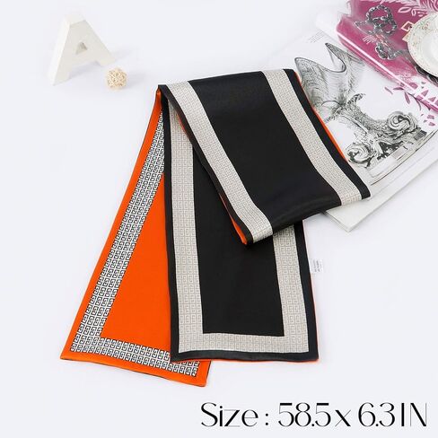 ZIMASILK 100٪ وشاح حرير التوت للنساء 58.5 × 6.3 بوصة أوشحة للرقبة - شالات طويلة مطبوعة وشاح للرأس مستطيل يلتف الشعر in Kuwait
