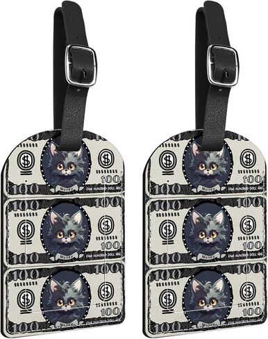 Zewurtuw 2 Pack Luggage Tag PU Leather Suitcase Tags Travel Bag Labels Privacy Protection Aesthetic Cute for Women Girls Men in Saudi Arabia