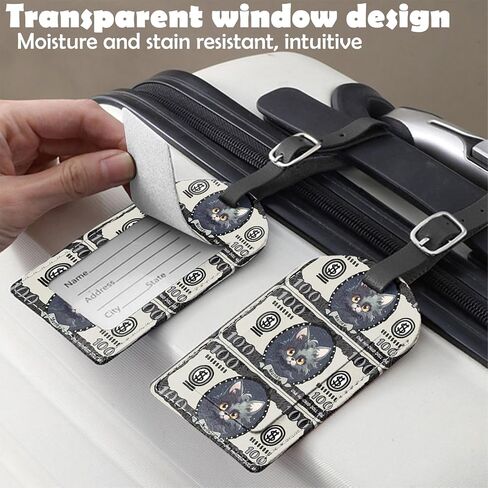 Zewurtuw 2 Pack Luggage Tag PU Leather Suitcase Tags Travel Bag Labels Privacy Protection Aesthetic Cute for Women Girls Men in Saudi Arabia