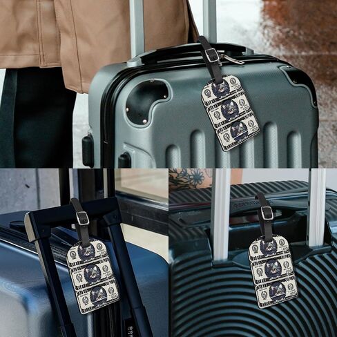 Zewurtuw 2 Pack Luggage Tag PU Leather Suitcase Tags Travel Bag Labels Privacy Protection Aesthetic Cute for Women Girls Men in Saudi Arabia
