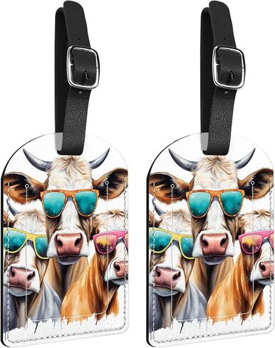 Zewurtuw 2 Pack Luggage Tag PU Leather Suitcase Tags Travel Bag Labels Privacy Protection Aesthetic Cute for Women Girls Men in Saudi Arabia