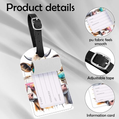 Zewurtuw 2 Pack Luggage Tag PU Leather Suitcase Tags Travel Bag Labels Privacy Protection Aesthetic Cute for Women Girls Men in Saudi Arabia