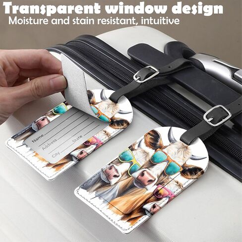 Zewurtuw 2 Pack Luggage Tag PU Leather Suitcase Tags Travel Bag Labels Privacy Protection Aesthetic Cute for Women Girls Men in Saudi Arabia