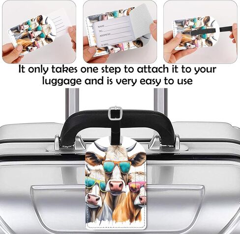Zewurtuw 2 Pack Luggage Tag PU Leather Suitcase Tags Travel Bag Labels Privacy Protection Aesthetic Cute for Women Girls Men in Saudi Arabia