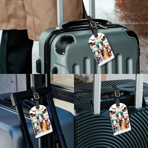 Zewurtuw 2 Pack Luggage Tag PU Leather Suitcase Tags Travel Bag Labels Privacy Protection Aesthetic Cute for Women Girls Men in Saudi Arabia