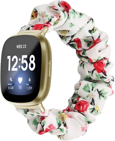 Compatible with Fitbit Versa 4/Versa 3/Sense/Sense 2 bands Scrunchie for women Replacement WatchBand Elastic Soft Cloth Stretchy Fabric Strap Wristband Girls in Kuwait