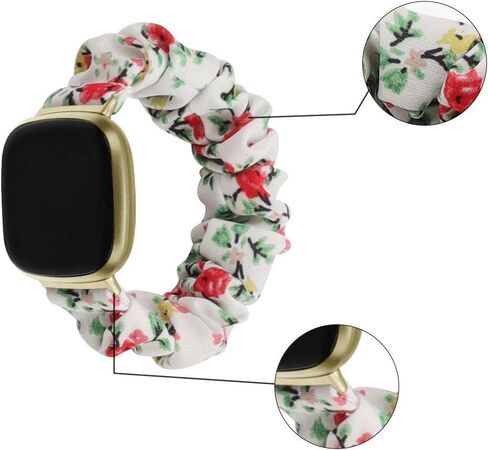 Compatible with Fitbit Versa 4/Versa 3/Sense/Sense 2 bands Scrunchie for women Replacement WatchBand Elastic Soft Cloth Stretchy Fabric Strap Wristband Girls in Kuwait
