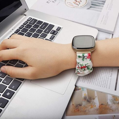 Compatible with Fitbit Versa 4/Versa 3/Sense/Sense 2 bands Scrunchie for women Replacement WatchBand Elastic Soft Cloth Stretchy Fabric Strap Wristband Girls in Kuwait