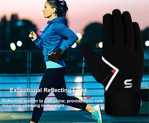قفازات الجري، قفازات الشتاء للرجال والنساء، شاشة لمس مضادة للانزلاق، خفيفة الوزن، بطانة صوف سميكة، مقاومة للرياح، المشي لمسافات طويلة في الهواء الطلق، قفازات التدريب الحرارية in Kuwait
