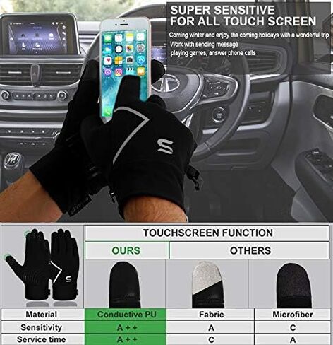 قفازات الجري، قفازات الشتاء للرجال والنساء، شاشة لمس مضادة للانزلاق، خفيفة الوزن، بطانة صوف سميكة، مقاومة للرياح، المشي لمسافات طويلة في الهواء الطلق، قفازات التدريب الحرارية in Kuwait