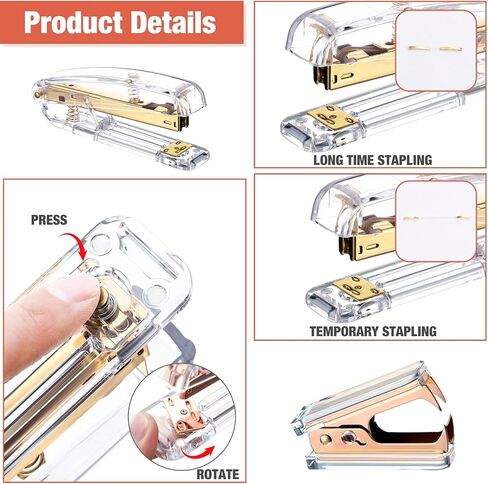 14 Desk Accessories Kit Include Stapler, Staple Remover, Pen Holder, Note Box, Metal Mesh Organizer, Phone Holder, Staples, Scissors, Binder Clips, Tape Measure, 2 Pens, Ruler (Gold) in Saudi Arabia
