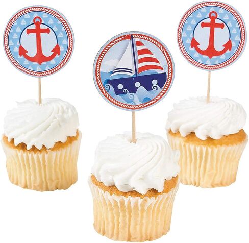Fun Express Nautical Sailor Theme Cupcake Picks - 25 ct in Saudi Arabia