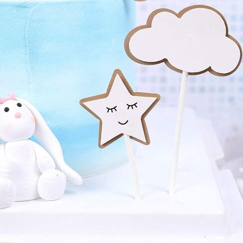CheeseandU 36Pcs Moon Star Cupcake Toppers Good Night Moon Star with Cute Eyelash Cloud Cake Picks for Kids Birthday Party Baby Shower Gender Reveal Wedding Eid Mubarak Party Decorations,Pink in Saudi Arabia