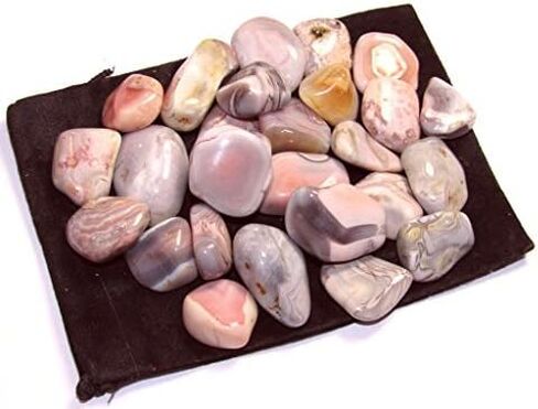 Crystal Collection: Tumbled Pink Botswana Agate, Includes Velvet Bag - Large 1" Pieces (1 Pound) in Saudi Arabia