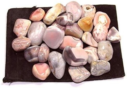 Crystal Collection: Tumbled Pink Botswana Agate, Includes Velvet Bag - Large 1" Pieces (1 Pound) in Saudi Arabia