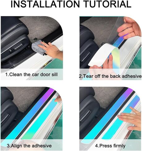 4PCS Reflective Car Door Threshold Protector Sticker, Luminous Fluorescent Illuminated Anti-Scratch Auto Door Edge Sill Step Dust Shield Entry Guards Cover Pad, Universal for Vehicles（Unmarked） in Saudi Arabia