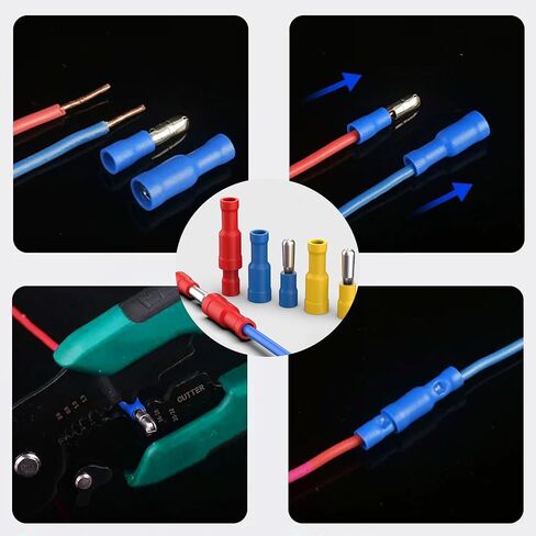 smseace 100 قطعة موصلات أسلاك الرصاص 22-16AWG مجموعة موصلات الرصاص المعزولة للذكور والإناث موصلات محطات تجعيد الرصاص الكهربائية in Saudi Arabia