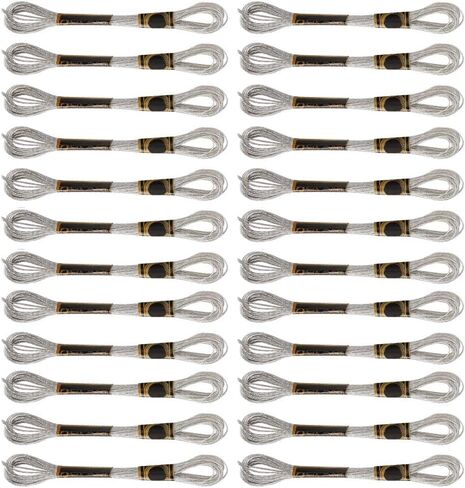 Metallic Embroidery Skein Threads, 24Pcs Silver Cross Stitch Thread for Bracelets DIY Embroidery Thread Crafts ProjectFloss in Saudi Arabia