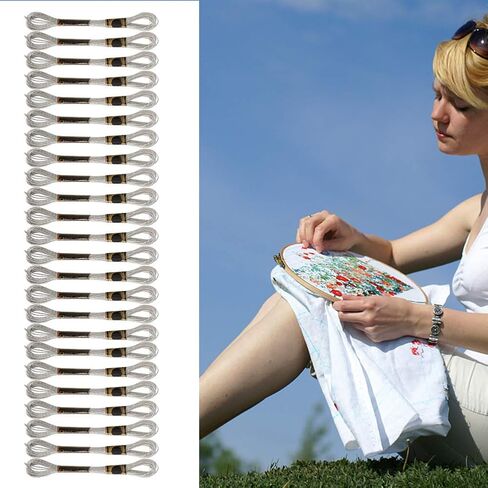 Metallic Embroidery Skein Threads, 24Pcs Silver Cross Stitch Thread for Bracelets DIY Embroidery Thread Crafts ProjectFloss in Saudi Arabia