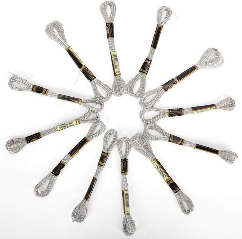 Metallic Embroidery Skein Threads, 24Pcs Silver Cross Stitch Thread for Bracelets DIY Embroidery Thread Crafts ProjectFloss in Saudi Arabia