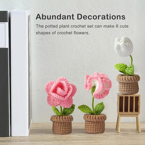 مجموعة كروشيه للمبتدئين، مجموعة زهور الحياكة DIY، مجموعة كروشيه للمبتدئين، مجموعة أدوات كروشيه للمبتدئين للبالغين (وردي) in Kuwait