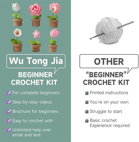 مجموعة كروشيه للمبتدئين، مجموعة زهور الحياكة DIY، مجموعة كروشيه للمبتدئين، مجموعة أدوات كروشيه للمبتدئين للبالغين (وردي) in Kuwait