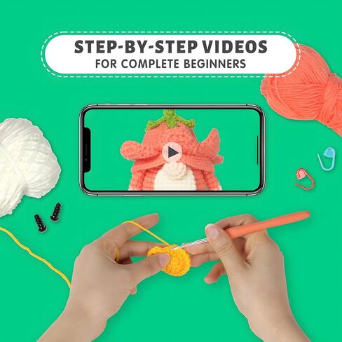 FOGJUOOT Crochet Kit for Beginners Adults Kids DIY Crochet Hook Kit with Step-by-Step Video Tutorials, 3Pcs Complete Crochet Set Includes Yarn, Crochet Starter Kit, Rudolph Faceless Dwarf in Saudi Arabia