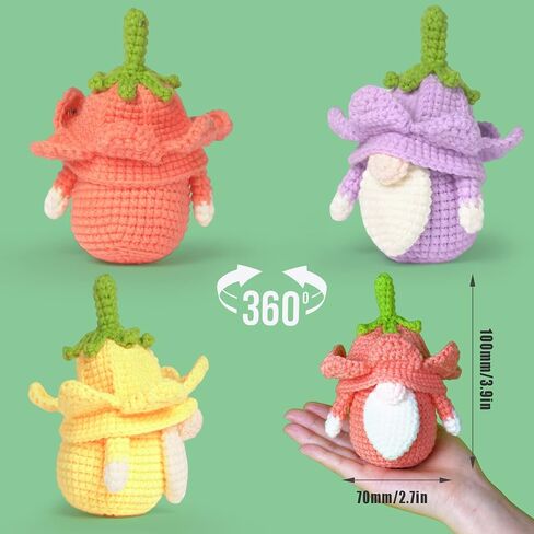 FOGJUOOT Crochet Kit for Beginners Adults Kids DIY Crochet Hook Kit with Step-by-Step Video Tutorials, 3Pcs Complete Crochet Set Includes Yarn, Crochet Starter Kit, Rudolph Faceless Dwarf in Saudi Arabia