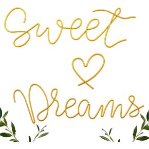 Yousoontic Sweet Dreams ديكور جدار فوق السرير الحد الأدنى من المعدن لغرفة النوم جدار الفن الحديث Sweet Dreams علامة معدنية مزخرفة لغرفة النوم المنزلية وديكور باب السكن الفندقي، 29.15 بوصة الطول الإجمالي (ذهبي) in Kuwait