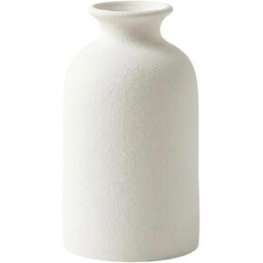 White Ceramic Bud Vase Minimalist Small Flower Vases Floral Arrangement Holder Bottle for Home Office Decor in Saudi Arabia