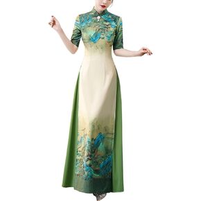 RZIHOI Cheongsam Traditional Ao Dai for Women Vietnamese Dress Temperament National Style Chinese Dresses for Daily Wear in Saudi Arabia