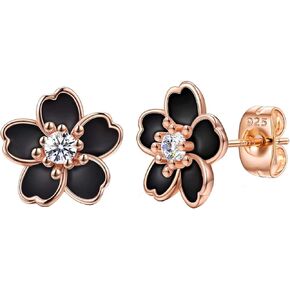 NEWITIN Flower Earrings for Women Cherry Blossom Stud Earring Set | Hypoallergenic, Sakura, Plumeria, Cubic Zirconia, Daily Jewelry for Women, Floral Earrings for Birthday Holiday Party, Gifts in Saudi Arabia