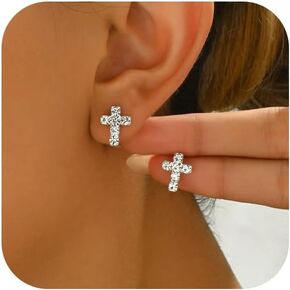 QiaTsed Earrings for Women Cross Stud Earrings Hypoallergenic Dainty Earrings Simple Small Earrings Ideal Jewelry Gift for Women in Saudi Arabia