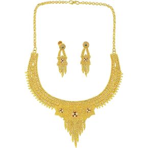 Women’s Traditional Gold Plated Necklace Set with Earrings | Indian Artificial Jewelry for Party Wear & Festive Occasions in Saudi Arabia