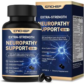 Neuropathy Support Nerve Supplement – 1000mg Advanced R-Alpha Lipoic Acid, L-Carnitine, Benfotiamine, PQQ,CoQ10,Magnesium & B-Complex for Nerve Health,Antioxidant & Cellular Energy,Vegan 120 Softgels in Saudi Arabia