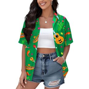 Ithalt Cinco De Mayo Outfit for Women Mexico Mexican Shirt Fiesta Shirts Hawaiian Button Down Blouse Top in Saudi Arabia