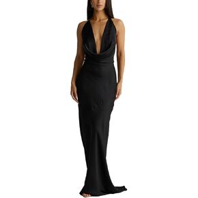 Yeenily Women Sexy Backless Maxi Dress Deep V Neck Sleeveless Halter Neck Formal Dresses Open Back Evening Gowns in Saudi Arabia