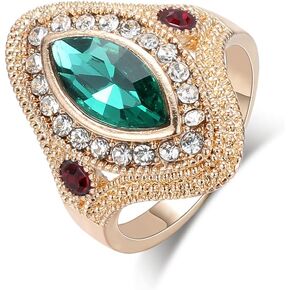 HAIXIAN Gold Eye Shap Cubic Zirconias Ring for Women,14K Yellow Gold Plated Cocktail Party Crystal Turkish Ring,Multi Stone Turkey Ring Jewelry for Her in Saudi Arabia