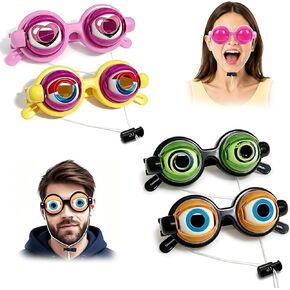 4 PCS Blinking Eye Glasses for Adults, Funny Crazy Eyes Blinking Glasses, Fun Props Glass for Party, Photos, Performances, Novelty Adult Gifts & Prank Stuff (Yellow, Pink, Black, Green) in Kuwait