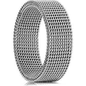 King Ring 8-10mm Woven Mesh Rings – Stainless Steel Bands for Men & Women – Designed in USA in Saudi Arabia