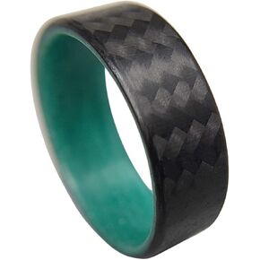 Handmade Ring Band - Men's or Women's Carbon Fiber Twill Ring with Teal Glow Interior, Matte Finish, Glow-in-the-Dark, Durable, Waterproof, Sizes 4-16, Custom Band Widths in Saudi Arabia