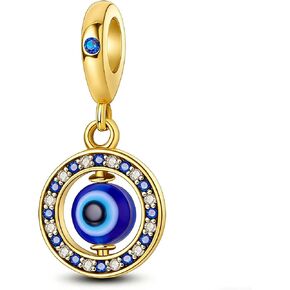14K Gold Plating 925 Silver Charms for Bracelets And necklace Bow Evil Eye Beads Mother Day Christmas Not Fade Gold Charm for Woman Jewelry Gifts in Saudi Arabia