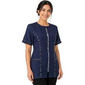 Ladybird Line 854 Water Resistant Navy Rhinestone Trim Jacket, Short Sleeve, Hair Bleach Resistant Pet Grooming Hair Stylist in Saudi Arabia