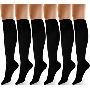 Skrfren Women's Knee High Socks Black, Knee Socks Cotton Tall Sock Long Tube Boot Sock Women's Knees High Athleticsock, Thin Cotton Blend Trouser BootSock for Casual Outdoor Sport, Black in Saudi Arabia